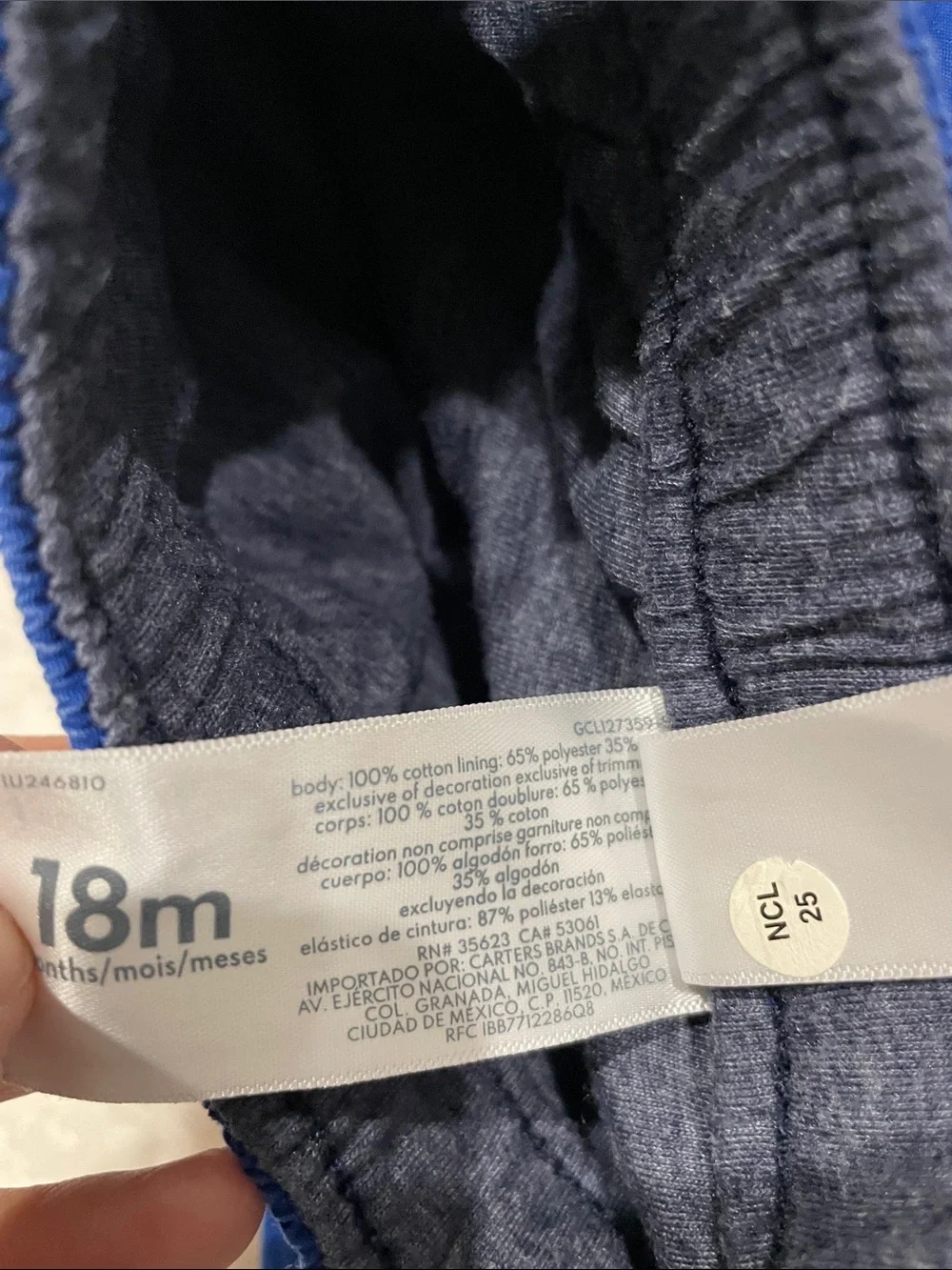 Carter's Royal Blue Lined Joggers